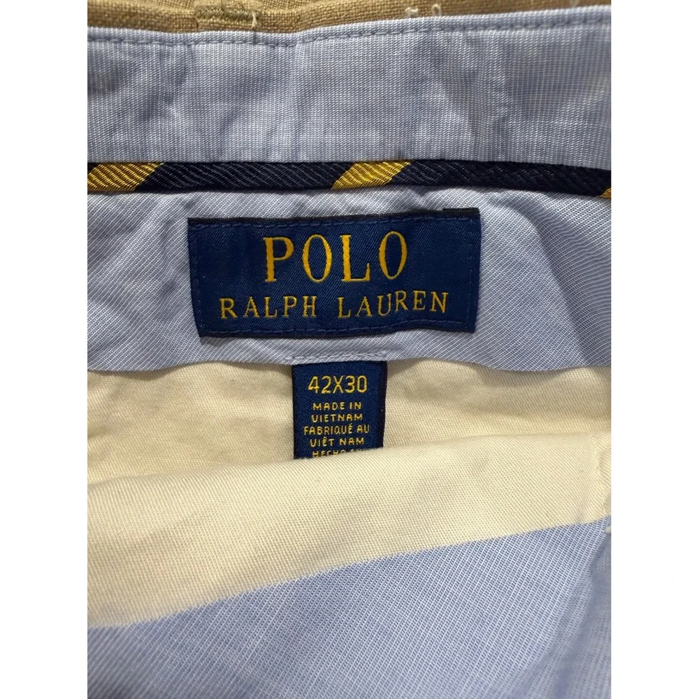 Polo Ralph Lauren Men‎ Tan Linen Blend Chino Pants 42x30 Flat Front